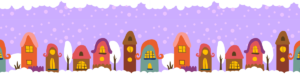homes drawn on a street in the snow