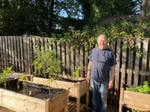 James in the garden