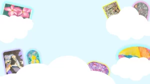 Background of clouds with artwork tucked behind