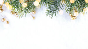 Holiday background image of pine and lights