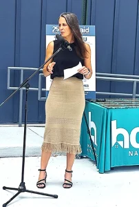 HomeAid National Capital Region CEO Kristyn Burr speaks at the event